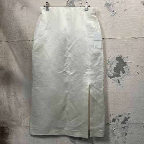 Mame Kurogouchi マメクロゴウチ MM22SS-SK018 Linen Silk High Waisted Slit Skirt 22SSスカート 3 ホワイト【表参道t05】