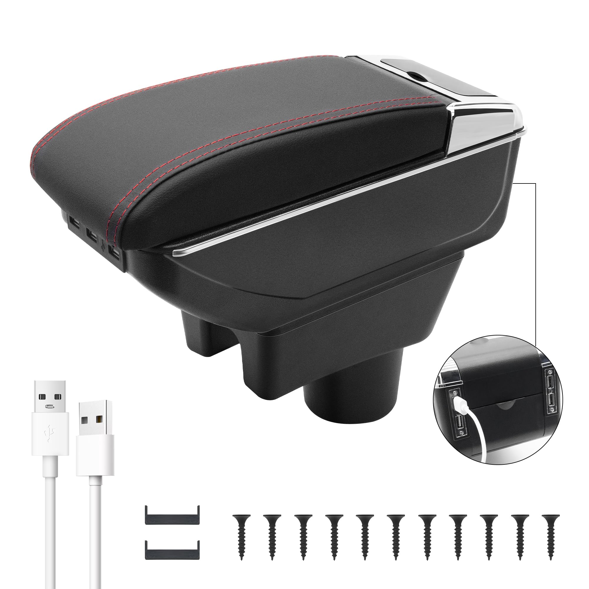 Accoudoir Central Pour Mitsubishi Mirage/Attrage 2014-2024 - 7 Ports USB, Double Rangement, Porte-gobelet - Installation Facile - 5