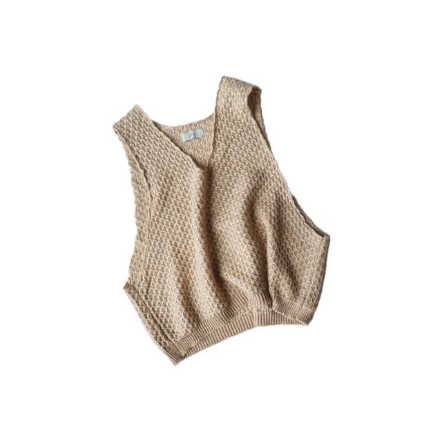 【amachi.】Loose Neck Paesina Vest (Beige)