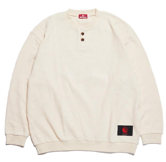 HELLRAZOR / WAFFLE HENLEY SWEATER - NATURAL