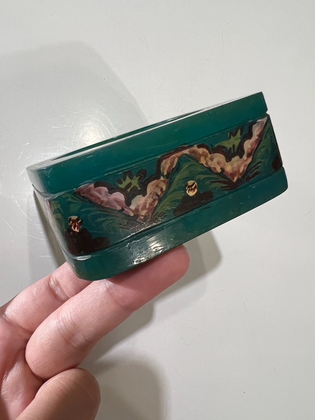 Vintage green handpaint square bangle