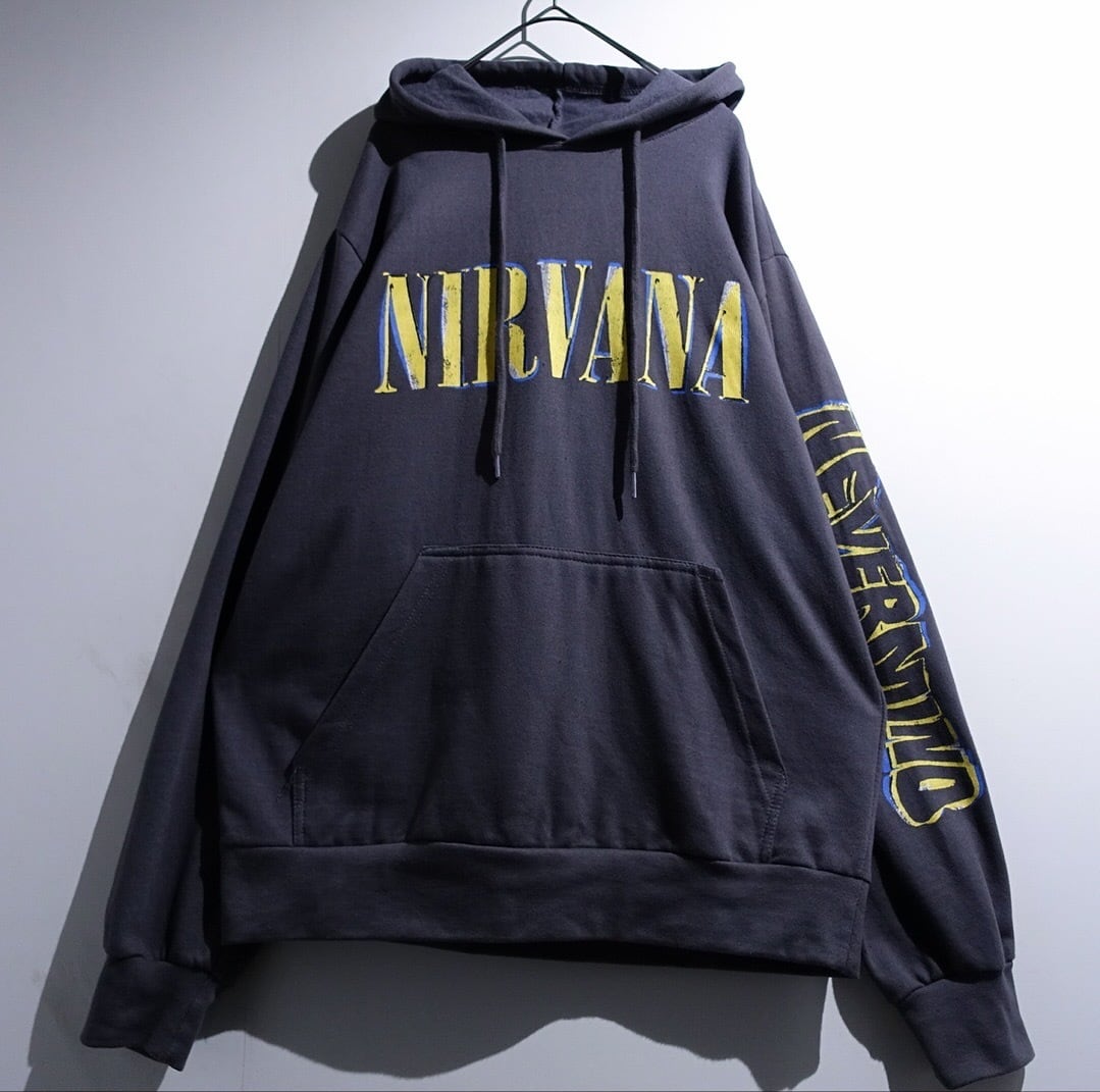 Charcoal Gray "NIRVANA" Logo Print Sweat Parka