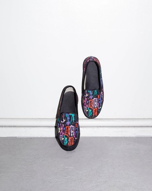 early 1990s abstract graphic canvas slip-ons