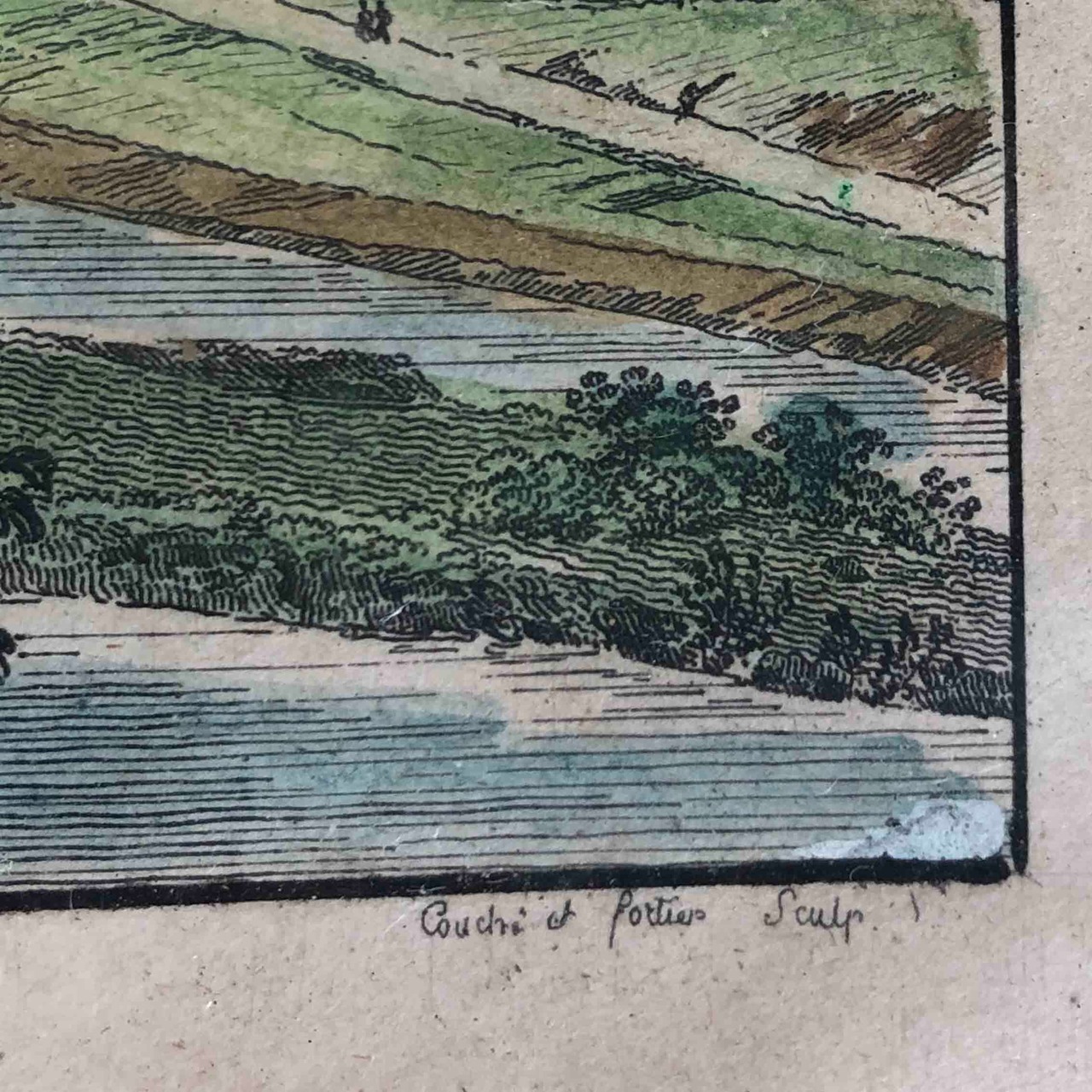 版画　リトグラフ　リモージュ地方風景　田園風景　木製フレーム 12PSbp14