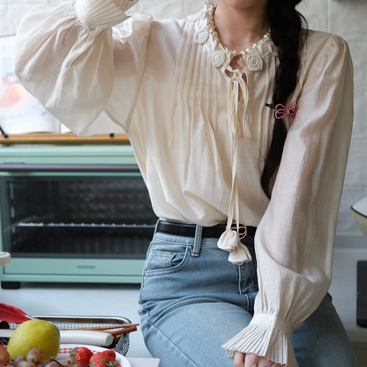 ローズデザイン ロングスリーブブラウス 00466