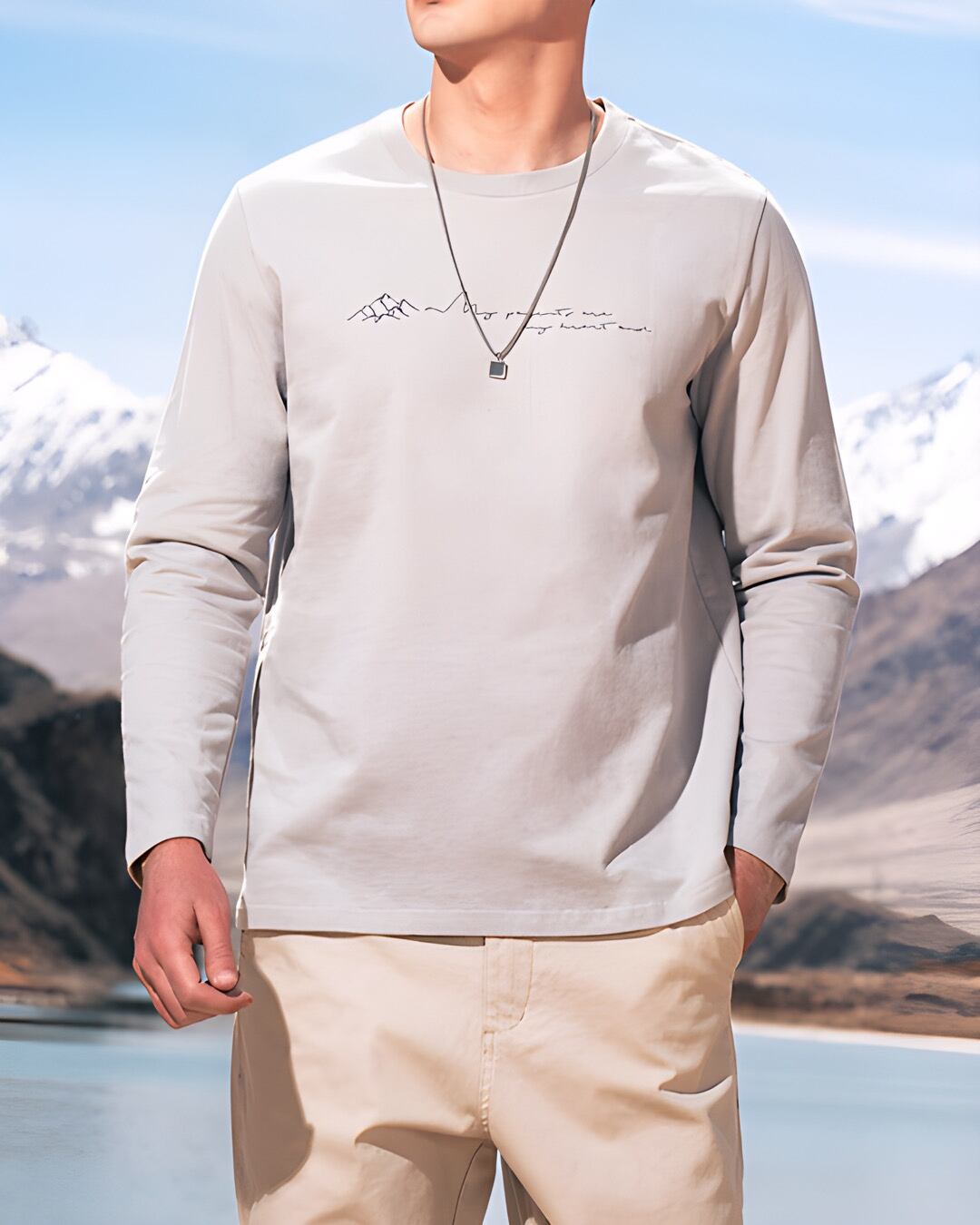 刺繍入 ロングスリーブTシャツ 5色 E0089