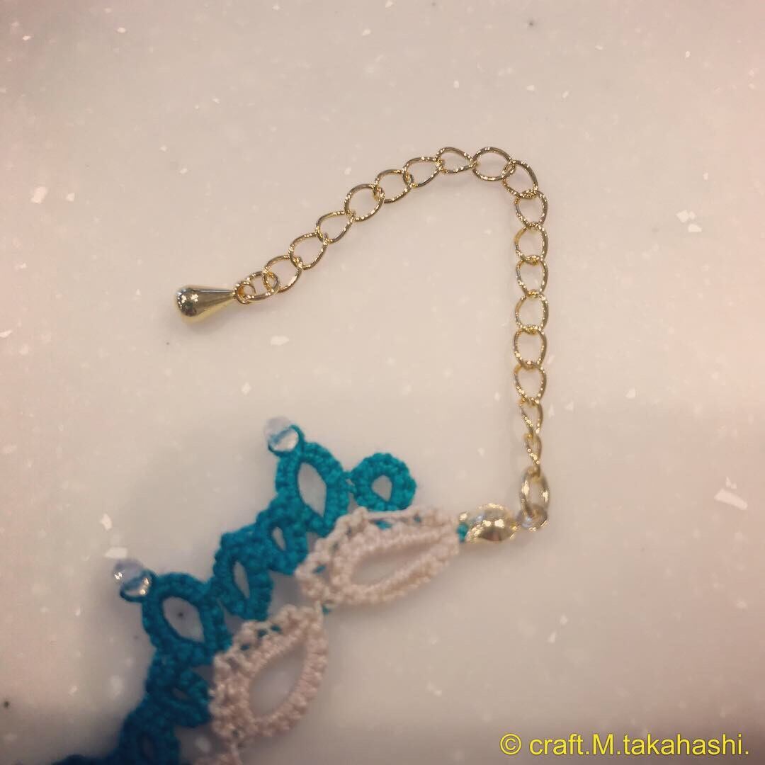 0129:バイカラー レースのブレスレット