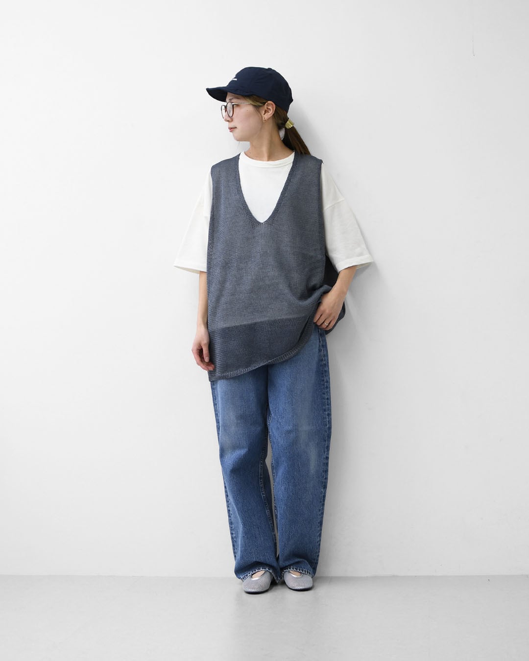 mizuiro ind [ミズイロ インド] wide V neck vest [1-220062] ワイドV