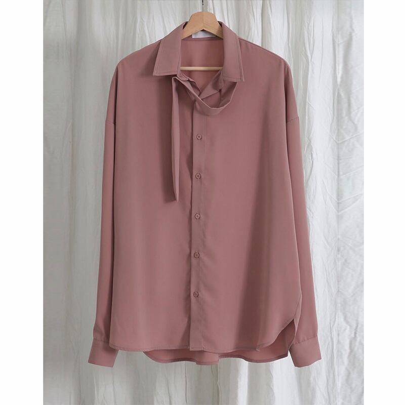 全3色 シャツ トップス 無地 カジュアル 長袖 おしゃれ