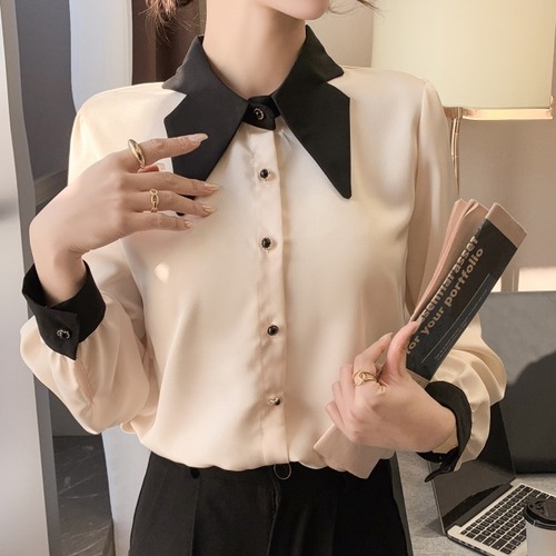 トップス シャツ ブラウス 袖あり 長袖 襟付き シフォン 前開き 薄手 かわいい 大人可愛い きれいめ シンプル 大人 上品 おしゃれ お洒落 かっこいい 大人女子 こなれ感 キュート 個性的 モード系 エレガント モダン 存在感 無地 春 秋 冬 10代 20代 30代 40代 50代 60代 レディース 女性用 ママ OL 学生 デート お出かけ 休日 着回し 普段使い 重ね着 モテ インスタ映え サイズ S M L XL 2XL 色展開 白 ホワイト 緑 グリーン ベージュ カラバリ