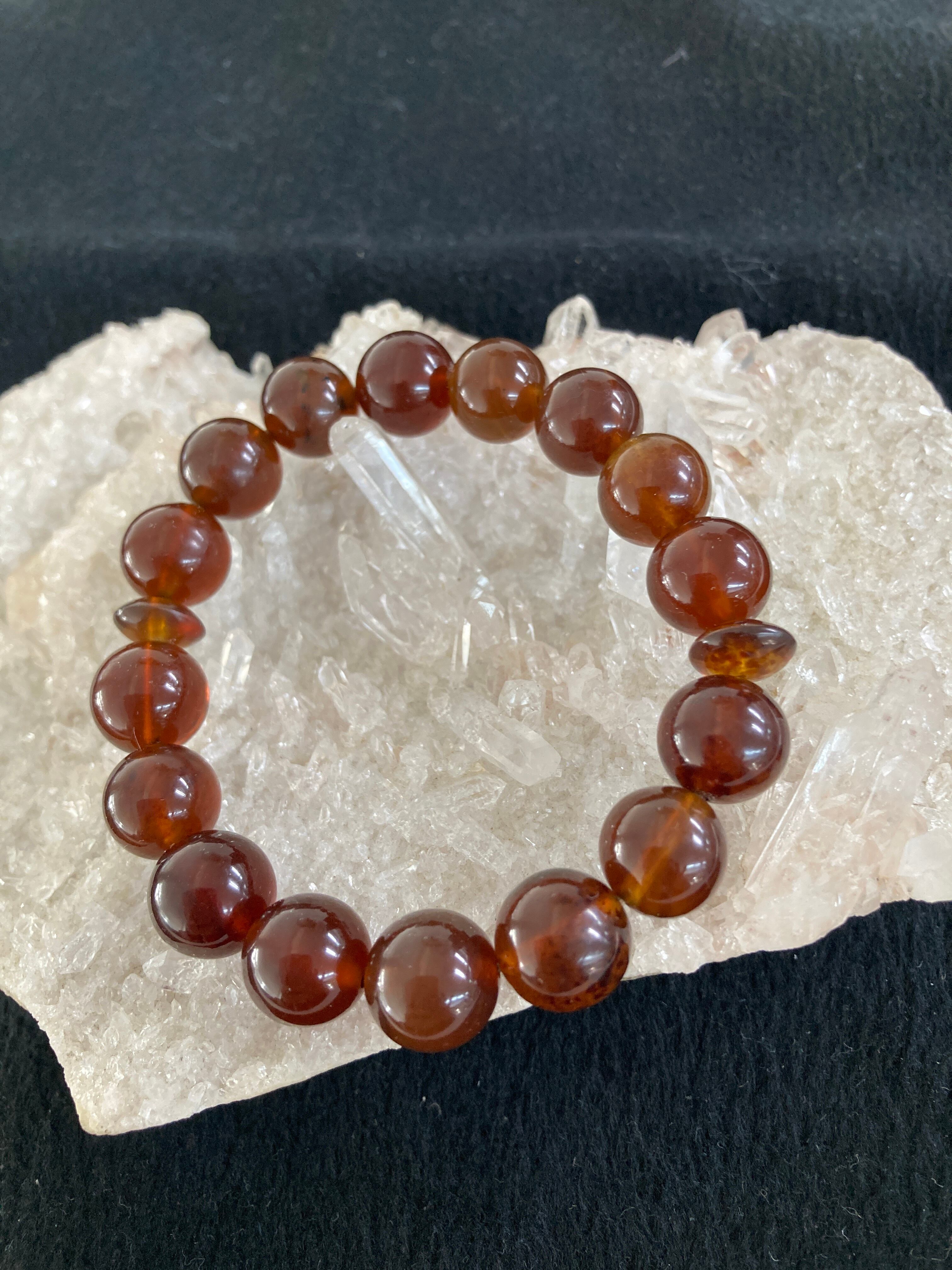 E32493】ブルーアンバー12㎜ ブレスレット＊青い蛍光＊琥珀＊アンバー