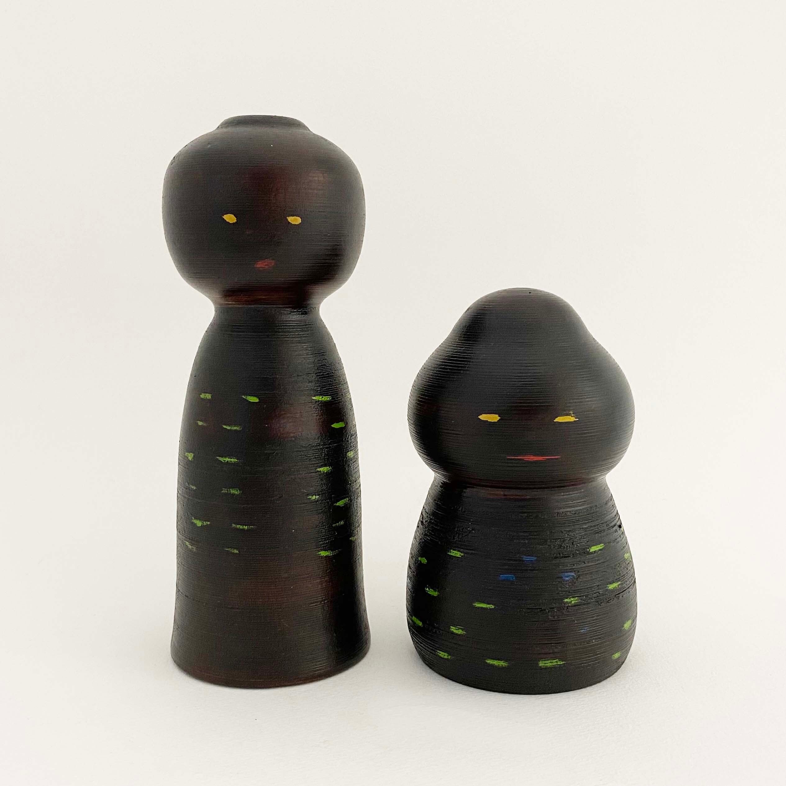 南足柄 / 森谷昭一工人 創作こけし(しずか2本セット)