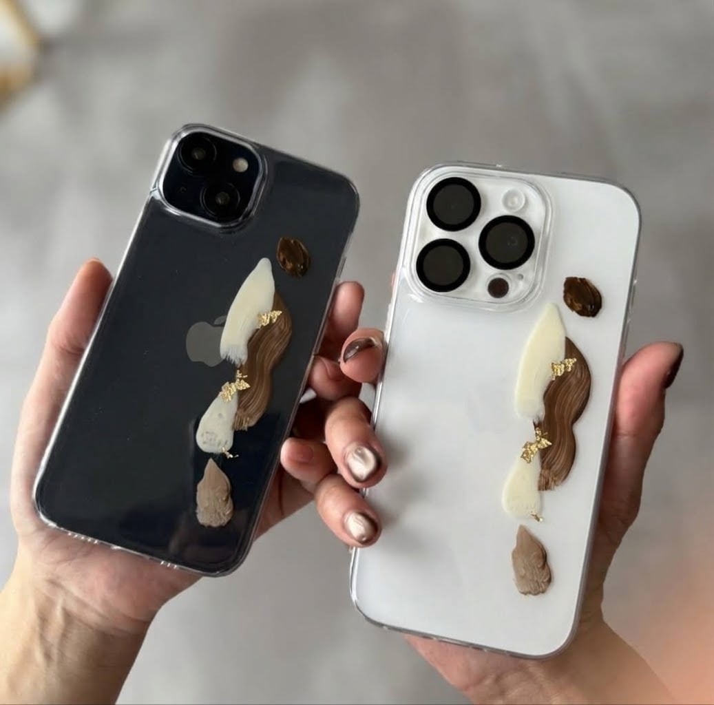 【受注制作】No.2 トラス|ニュアンス アートスマホケース 手描き ベージュ(iPhone/Android対応)