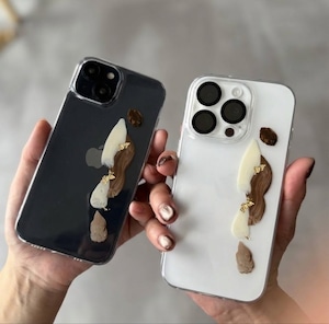 【受注制作】No.2 トラス|ニュアンス アートスマホケース 手描き ベージュ(iPhone/Android対応)