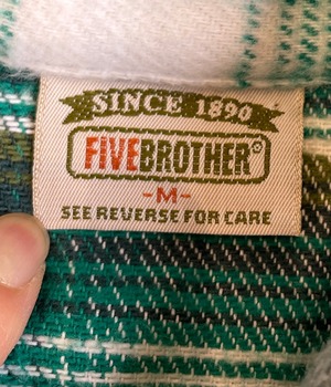 VINTAGE 90s CHECK SHIRT / GREEN WHITE -FIVE BROTHER-