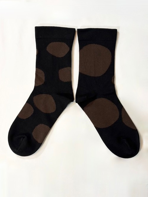 yahae・Organic Cotton Rubber Free Natural Dot Socks・Black　4-4035-22