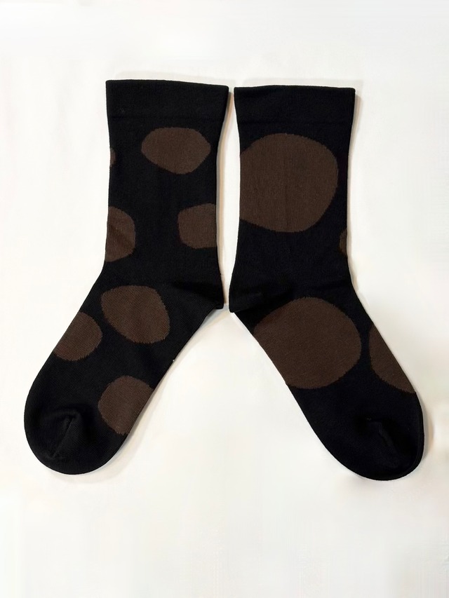 yahae・Organic Cotton Rubber Free Natural Dot Socks・Black　4-4035-22