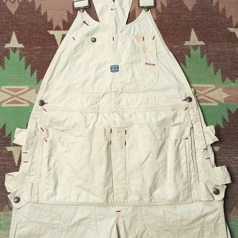 40s～ PAY DAY Unbleached Twill Overalls w/Apron Pocket （W38.5） | Wonder Wear  ヴィンテージ古着ネットショップ powered by BASE