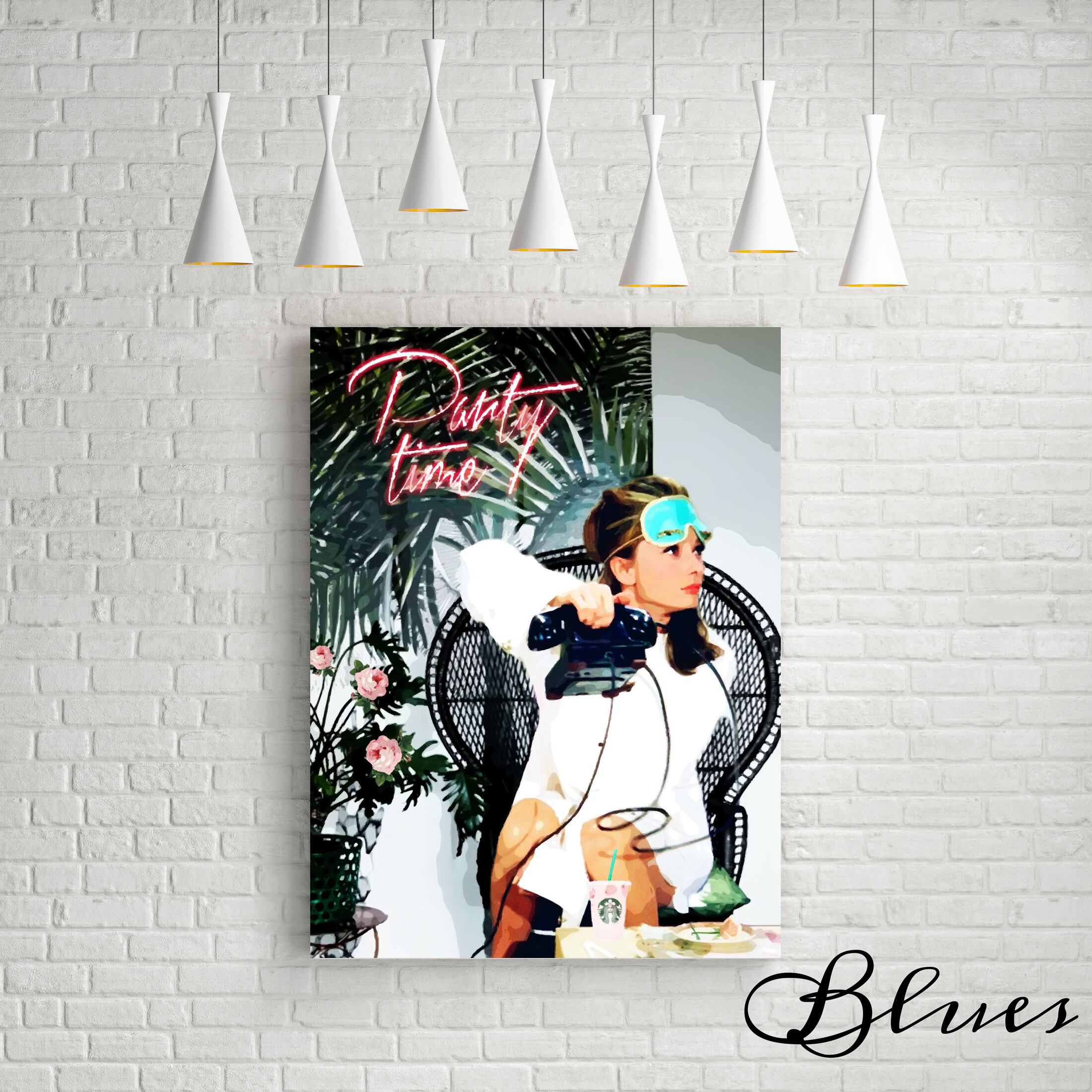 オードリーヘップバーン ティファニー イラスト風 キャンバス a1サイズ Blues Make Sense Art Gallery
