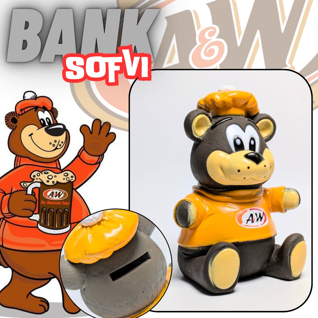 【 A&W(エンダー)ルーティ ベアー 】 ソフビバンク / 貯金箱 〚アメリカン雑貨 アメトイ〛