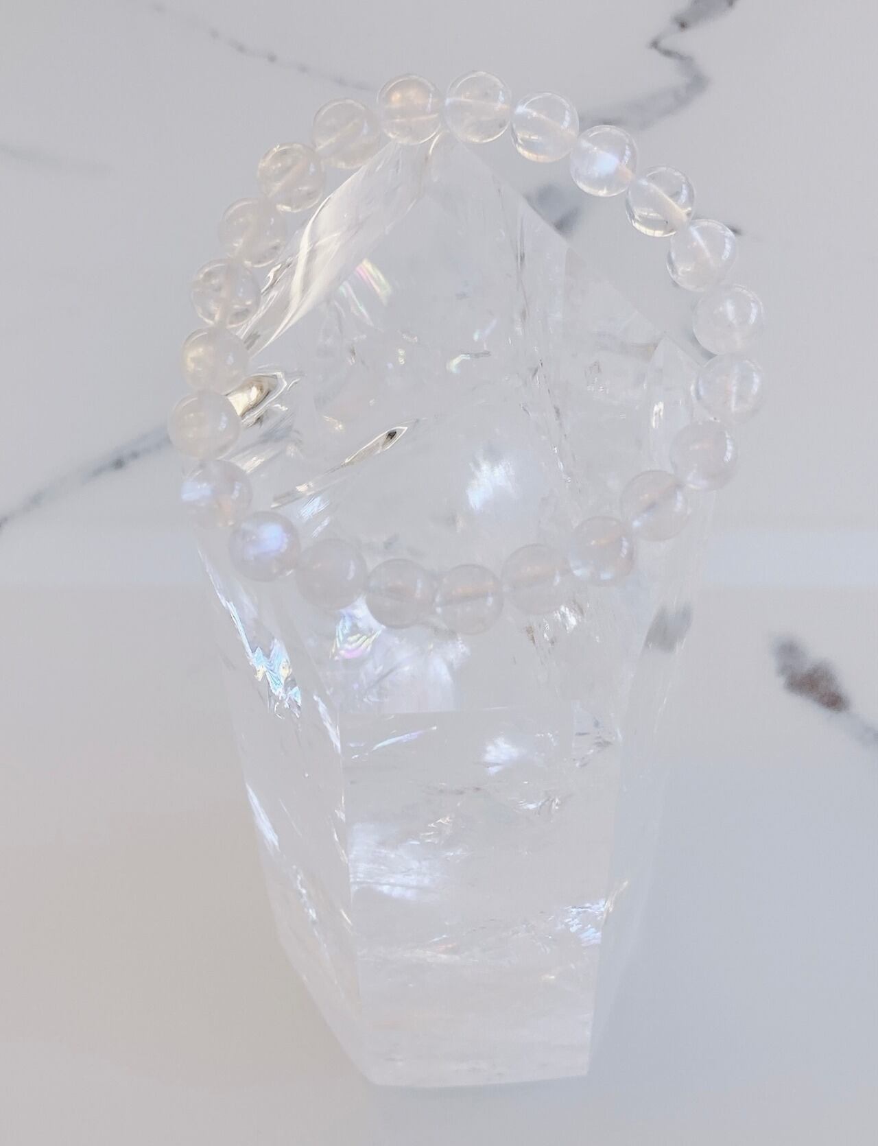 ホワイトラブラドライト(レインボームーンストーン) 8mm 16cm =新しい自分に挑戦する勇気や実行力を与える= 45-1-1