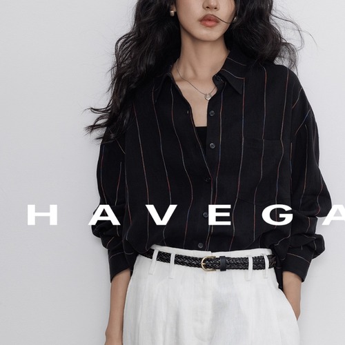 2色／ピンストライプルーズシャツ ・19570