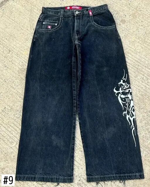 JNCO ヴィンテージジーンズ Y2K 原宿ヒップホップ洗濯ブルー刺繍 