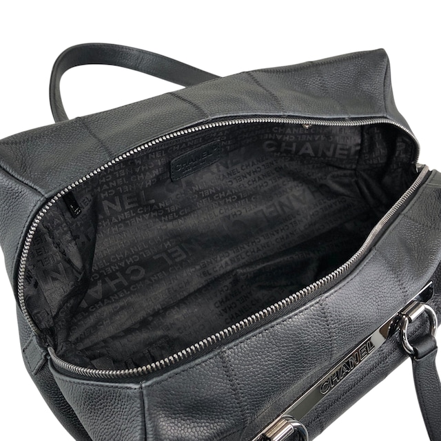 CHANEL シャネル   ハンドバッグ ブラック ロゴ キャビアスキン チョコバー ミニボストンバック vintage ヴィンテージ オールド iez78z