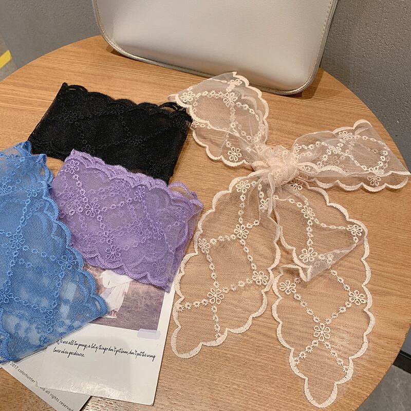 レースヘアバンド ロングスカーフ 大人ガーリー スウィート キュート カジュアル ヘアアクセサリー ブラック・アイド・ピーズ34417911123