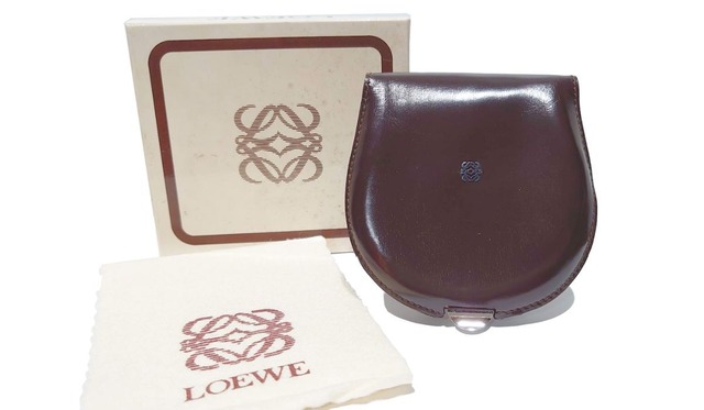 LOEWE ロエベ 馬鉄型 がま口 コインケース 小銭入れ レザー ダークブラウン こげ茶 ヴィンテージ