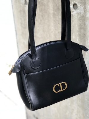 Christian Dior クリスチャン ディオール　CD　レザー　トートバッグ　ブラック　vintage　ヴィンテージ　オールド　x3b2j4