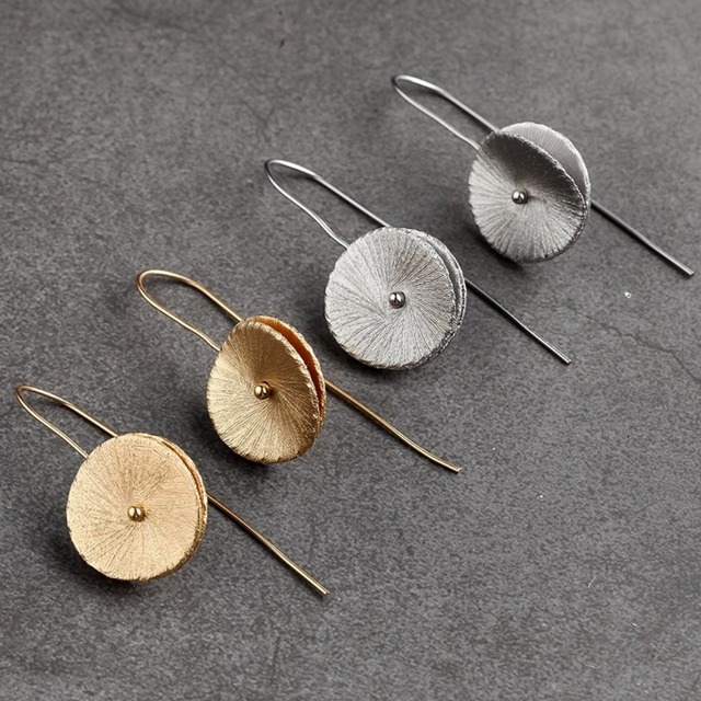 【TR0350】Round Leaves Simple Hook Earrings