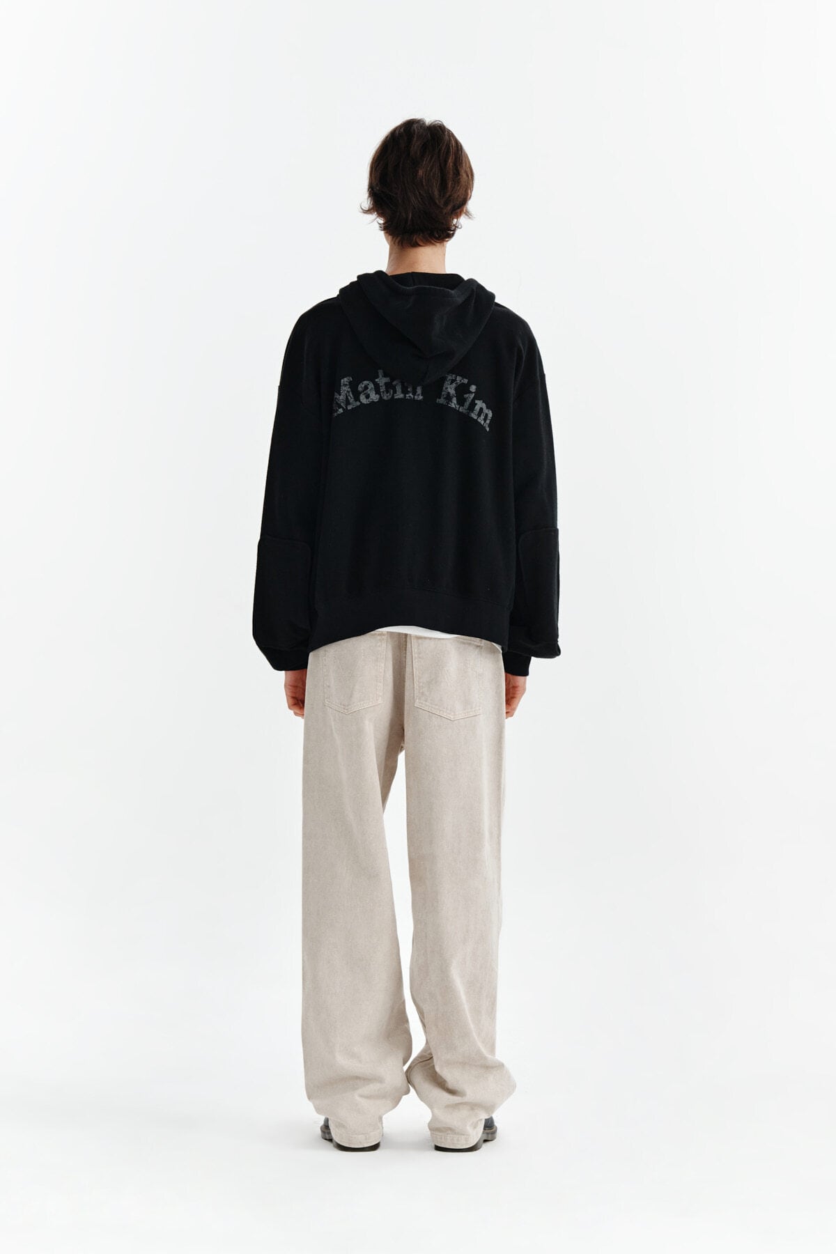 Matin Kim] ARM PATCH POINT HOODY ZIP UP FOR MEN IN BLACK 正規品