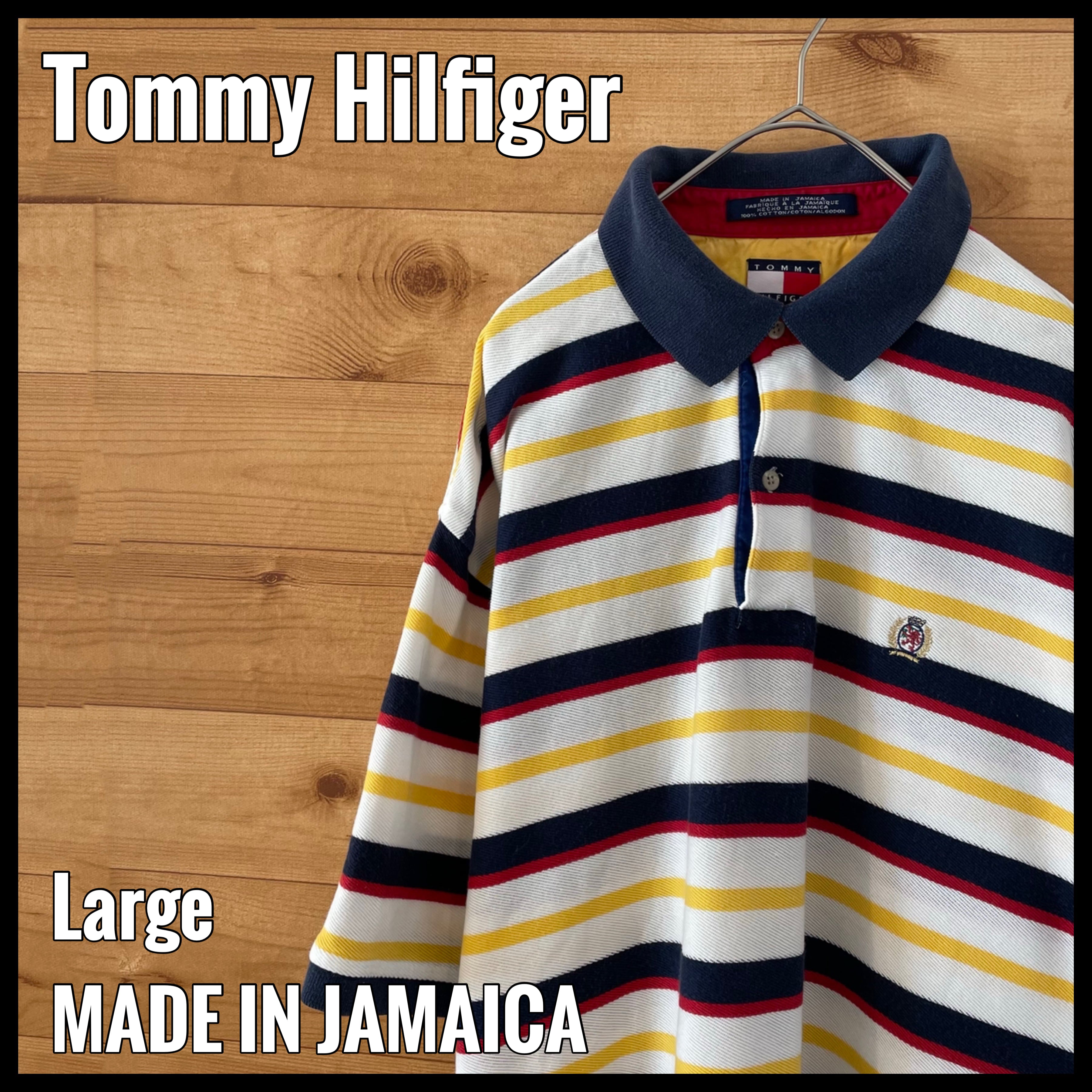 Tommy Hilfiger】90s ジャマイカ製 ポロシャツ ボーダー フラッグタグ