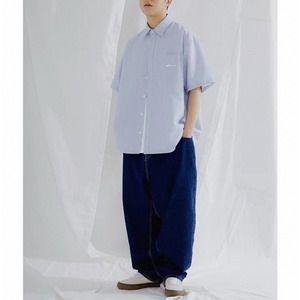 Chest logo stripe boxy shirt 1423