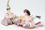 №261-02 瑞雲正絹 二人飾り オーク塗 水引平台 桜色裏箔屏風 平飾りセット thumbnail 9
