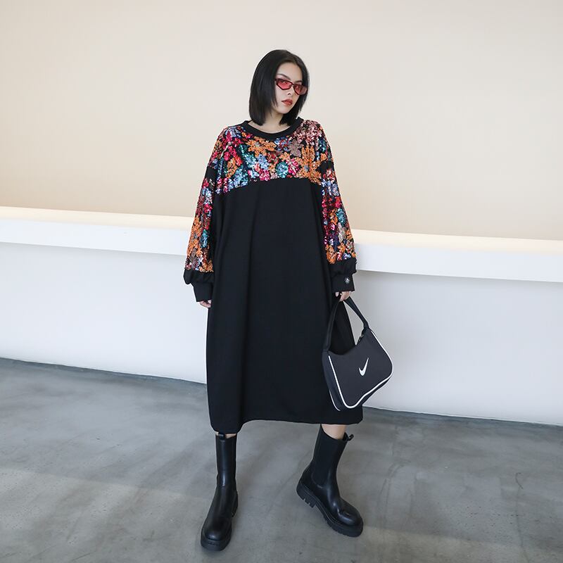 ドレス ロングルーズセーター スカート スタイル 長袖 ステッチ ラブタオタオダレンハウス45295586741