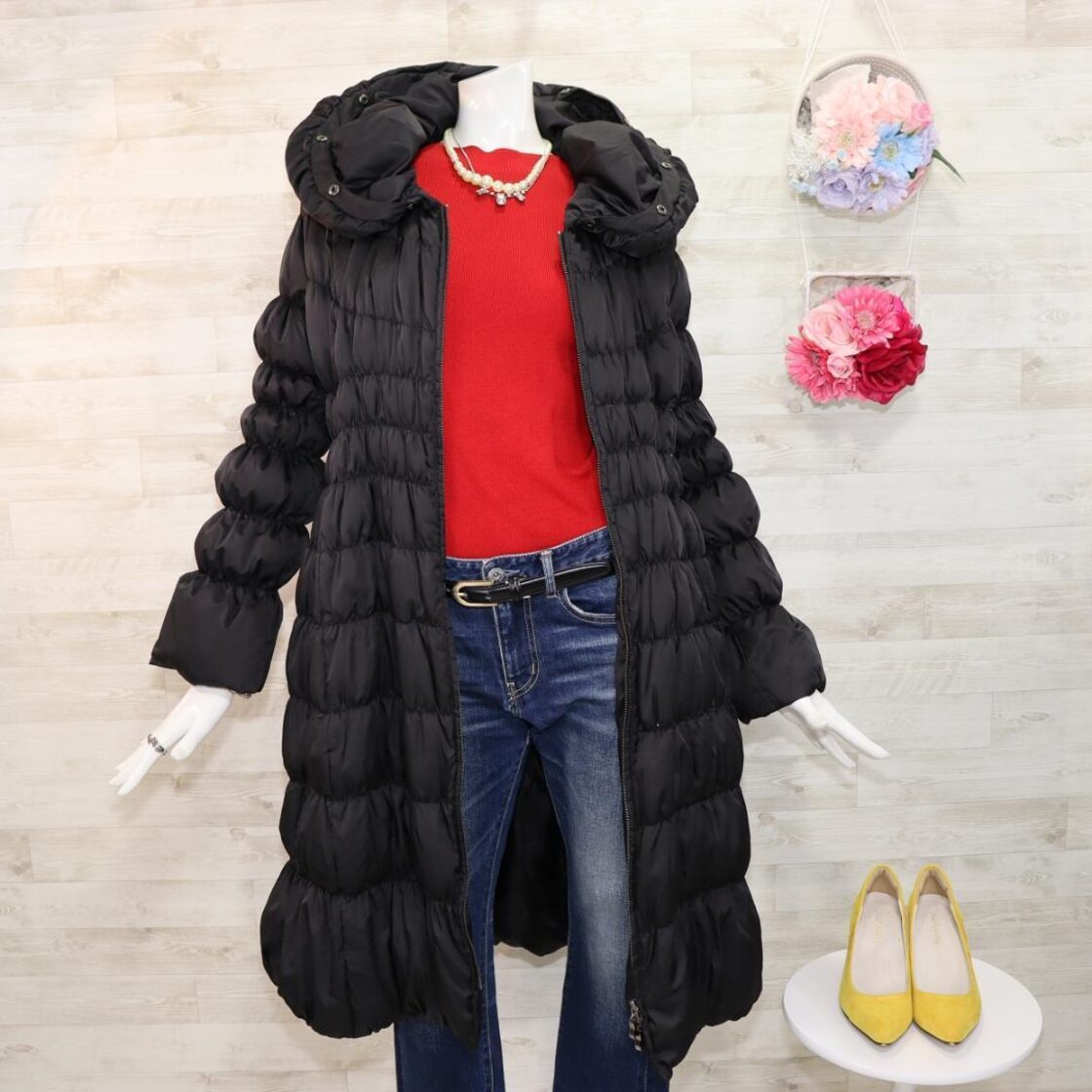 DANIEL HECHTER ダウンコート M ブラック キルティング ファー | Pay ID 