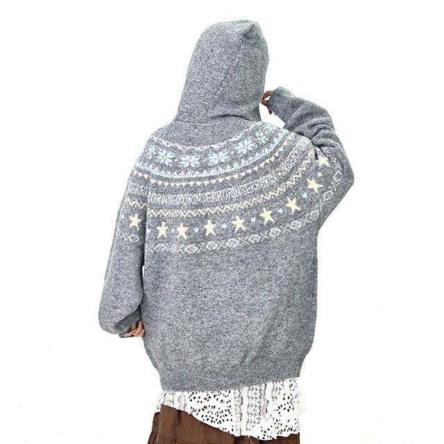 ノルディックスタージップニットパーカー 2col   R01170