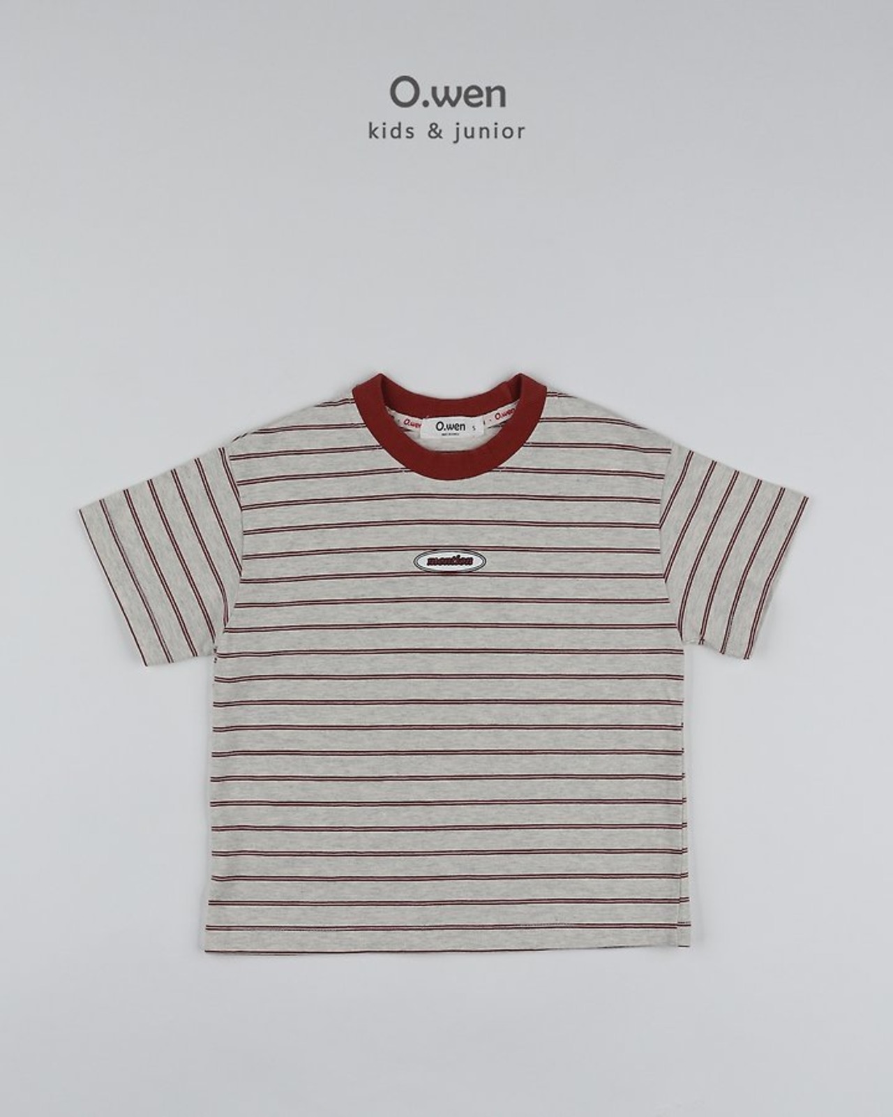 [O.wen] Mention Stripe Short Sleeve T-shirt (JS/JM/JL/JXL) / [오웬] 멘션스트라이프반팔티 (JS/JM/JL/JXL)