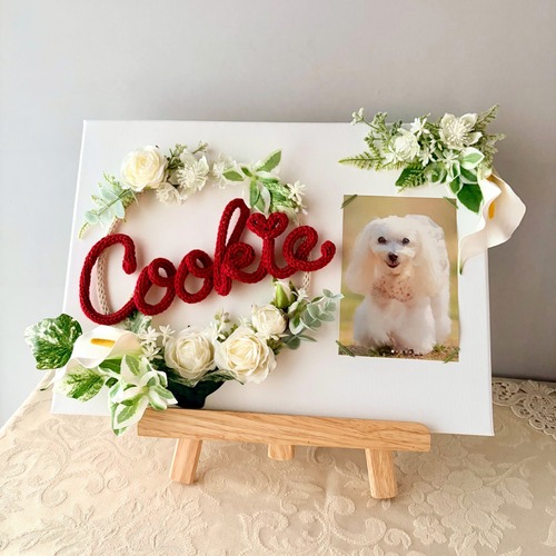 【恋するリース／フォトキャンバス】白のカラー × バラ × グリーン