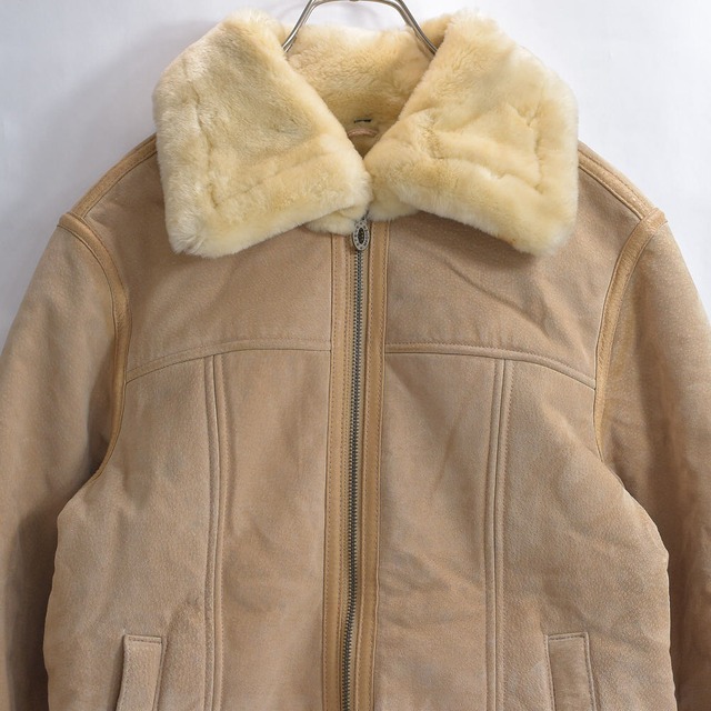 90s～ STEVE MADDEN B-3タイプ ピグスキン スエードレザー ジャケット ヴィンテージ 革ジャン フライトジャケット ベージュ ビンテージ USA アメリカ古着 メンズ Mサイズ