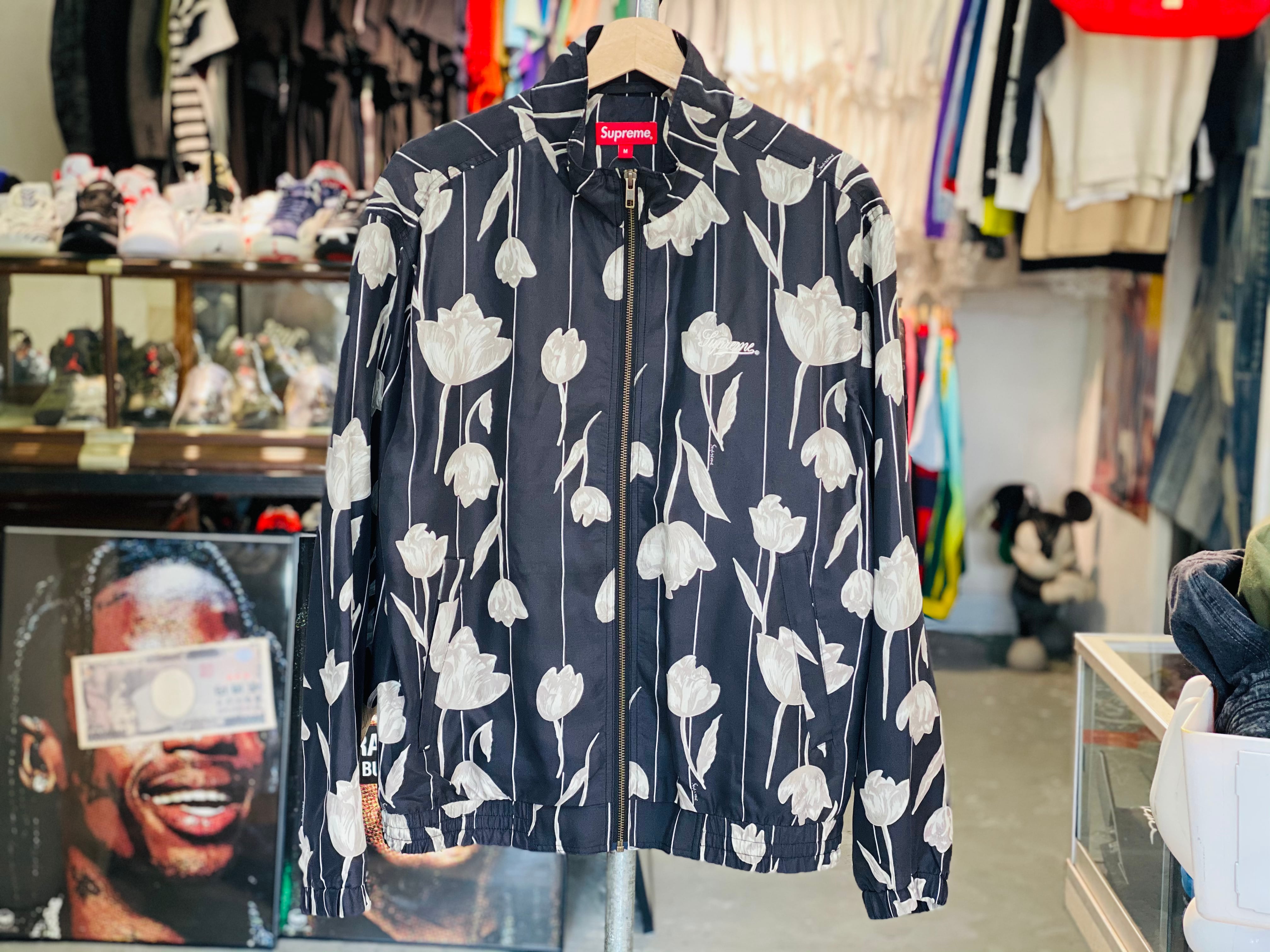 Supreme FLORAL SILK TRACK JACKET BLACK MEDIUM 90JL1469 | BRAND  