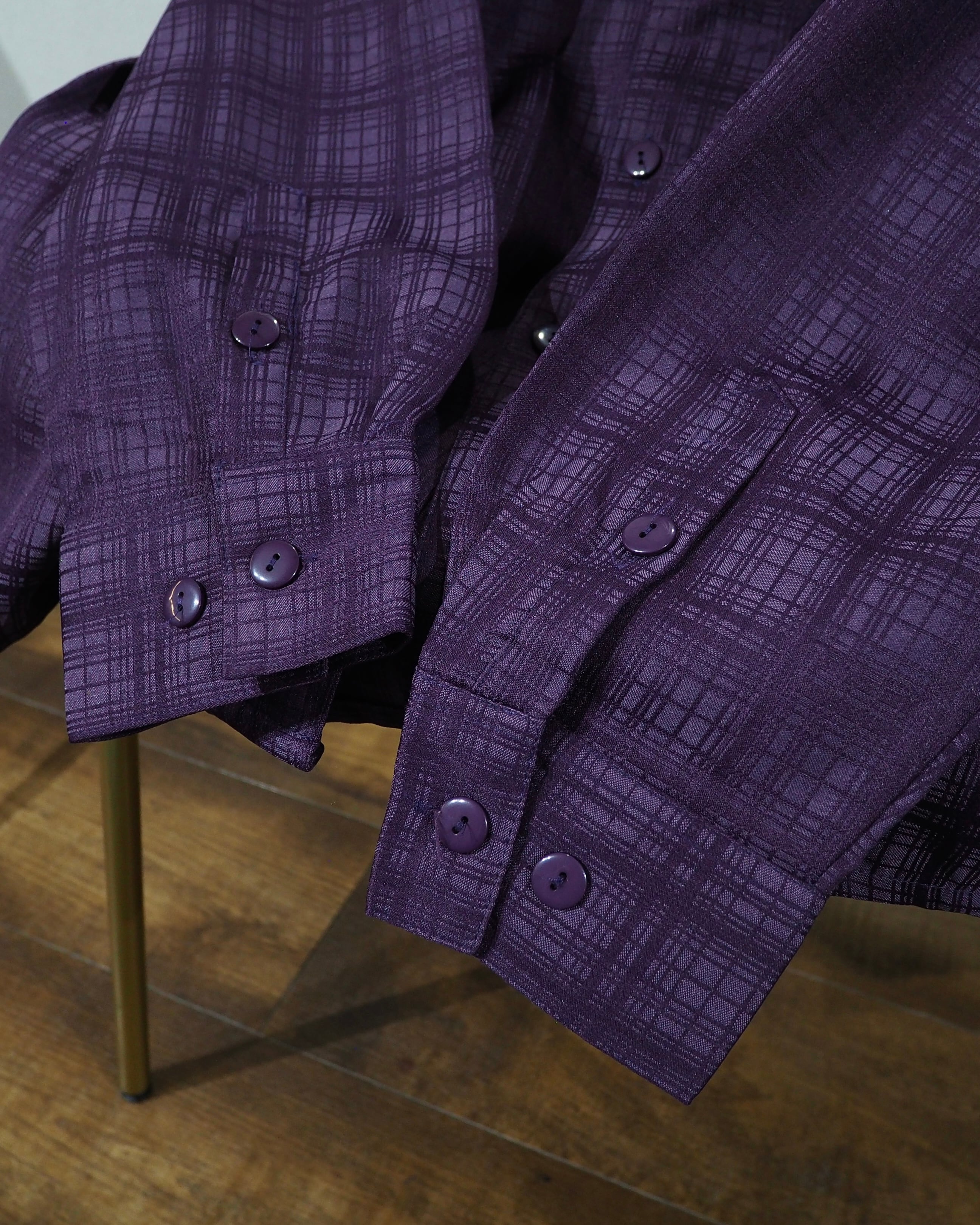 1990s " 妖艶甘美 " Bewitching Purple Color Vintage Loose Open Collar Shirt