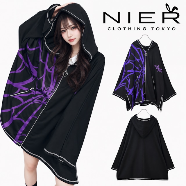 《10/12.13日新作先取り半額SALE》UNISEX HOOD PONCHO OVERSIZE ZIP OUTER