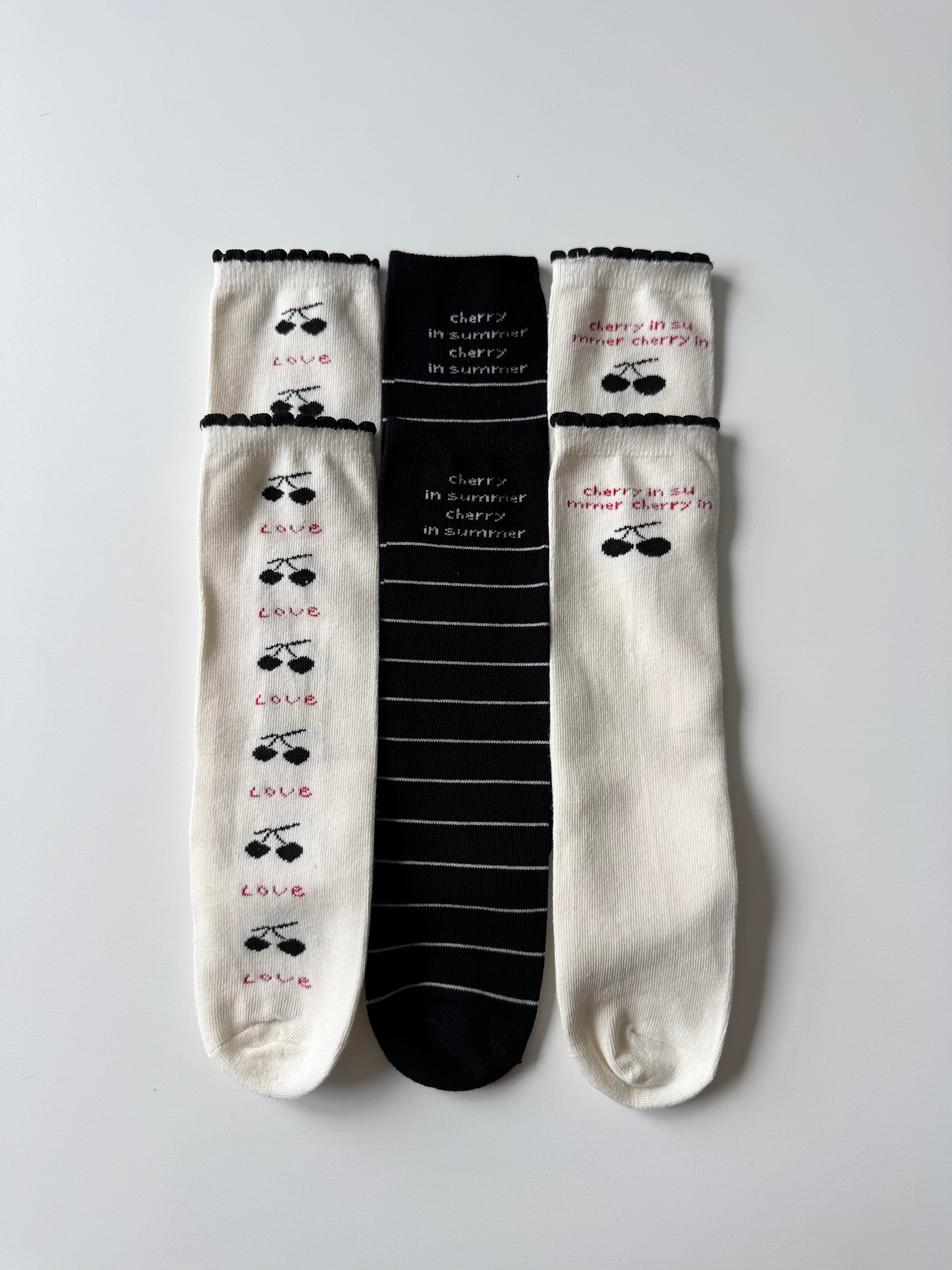 3set さくらんぼ Love  free socks   4191