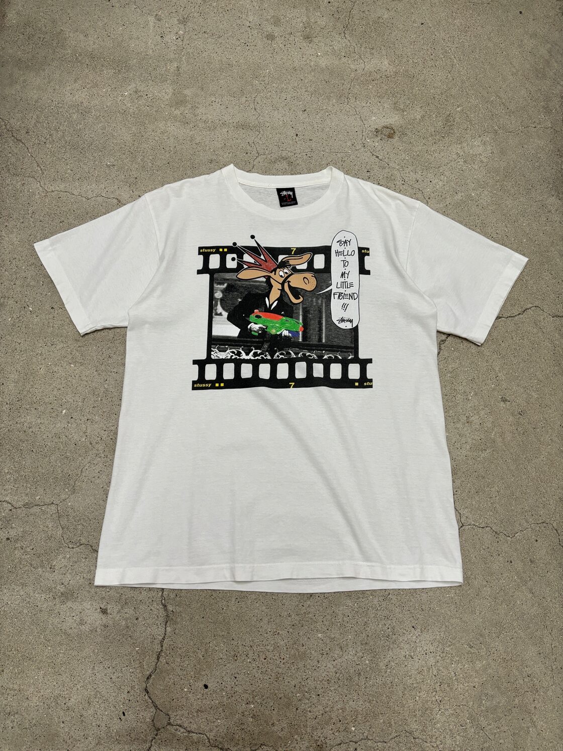 00s STUSSY/LA BREA SCARFACE parody print Tee/L/スカーフェイス 