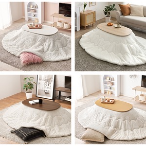 【完成品】楕円形折れ脚こたつ＋うす掛け布団 2点セット こたつ4種x掛け布団5種 コンパクトサイズ カルミナメレンゲ 幅90cm