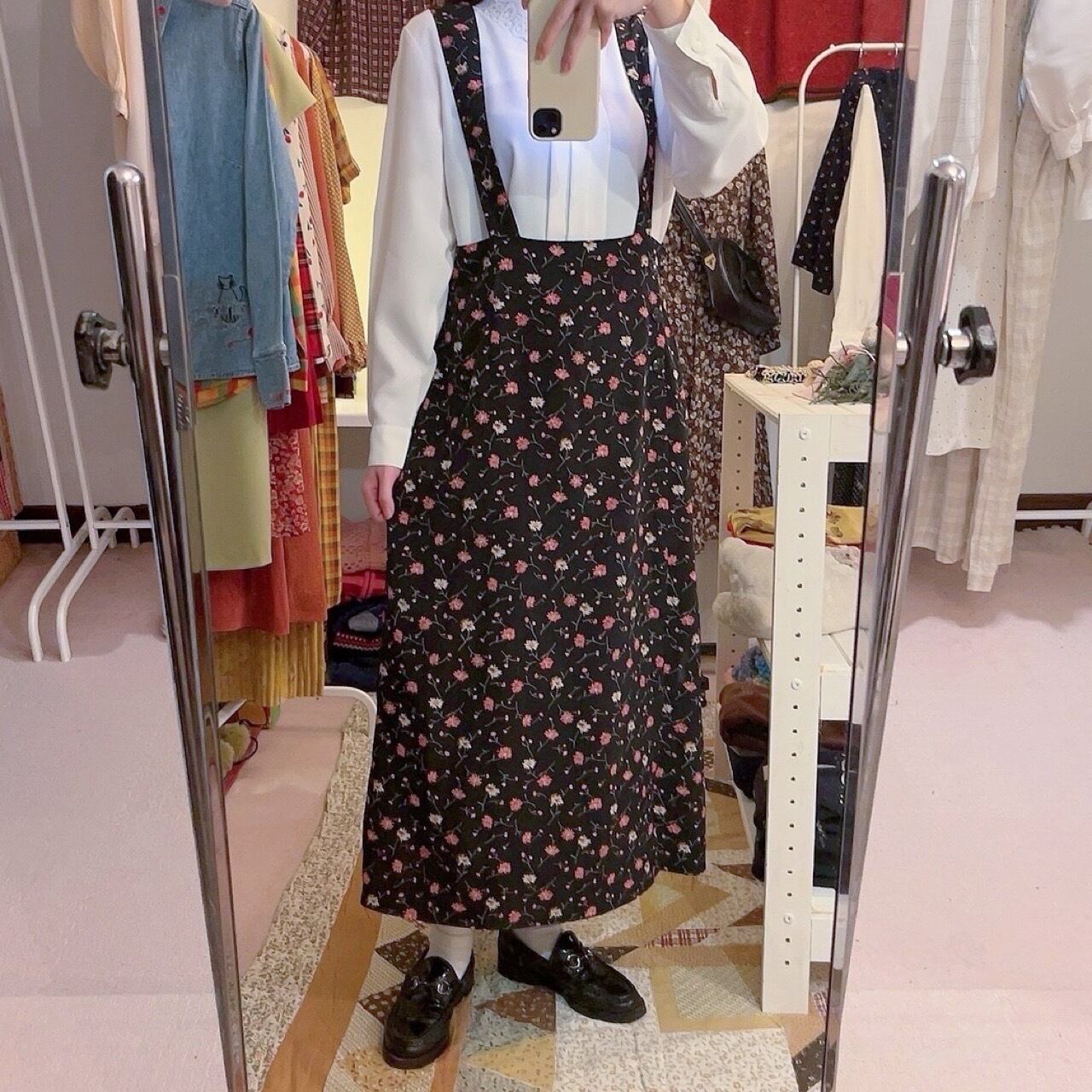 pink cosmos apron one-piece