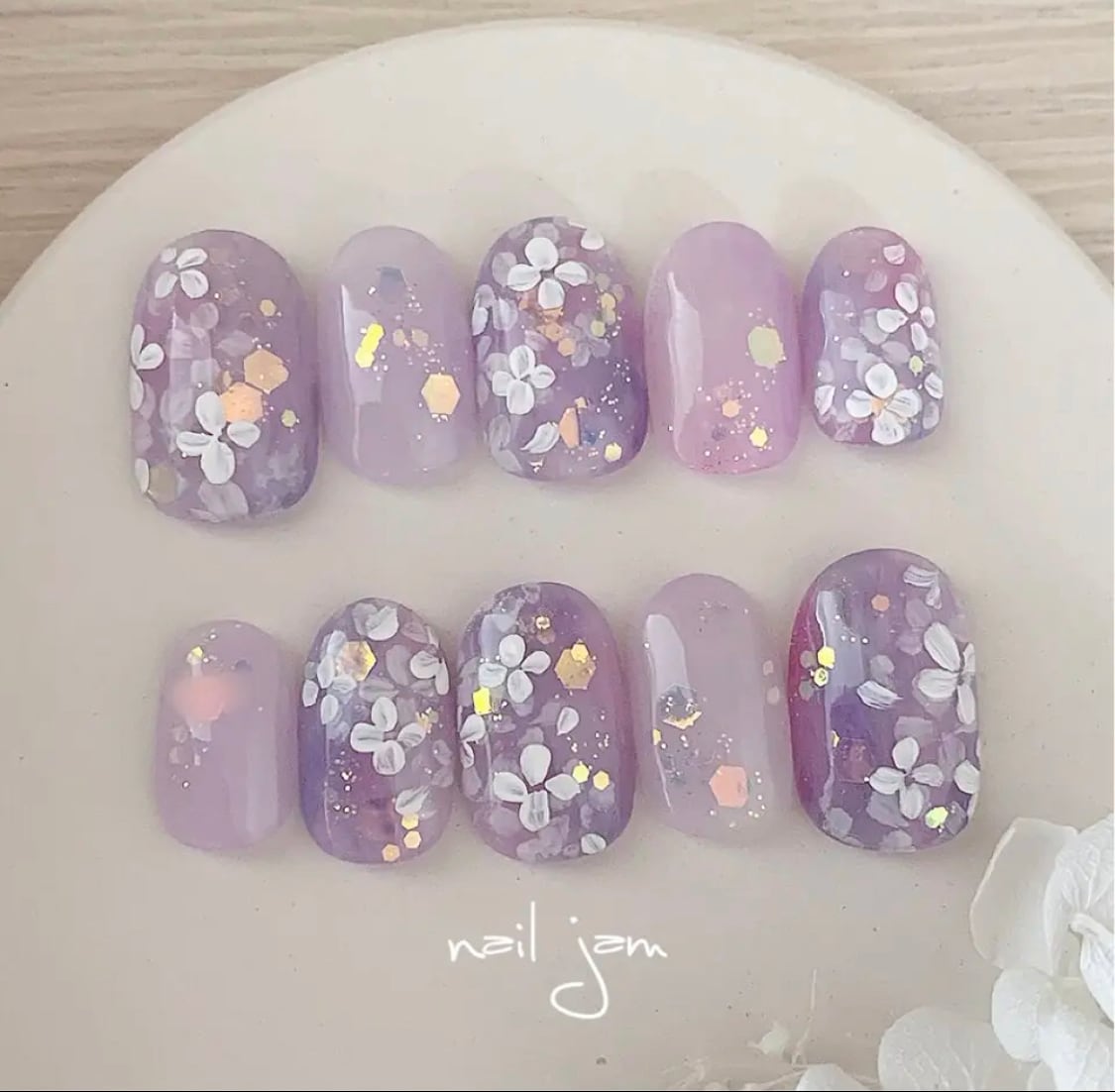 Hydrangea 【ふんわり紫陽花ネイル No.034】 | nail jam ネイル